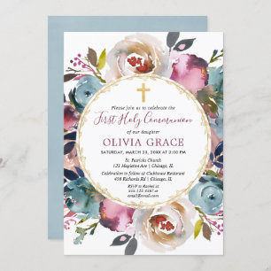 Invitation Sainte communion merlot de Bourgogne de bleu