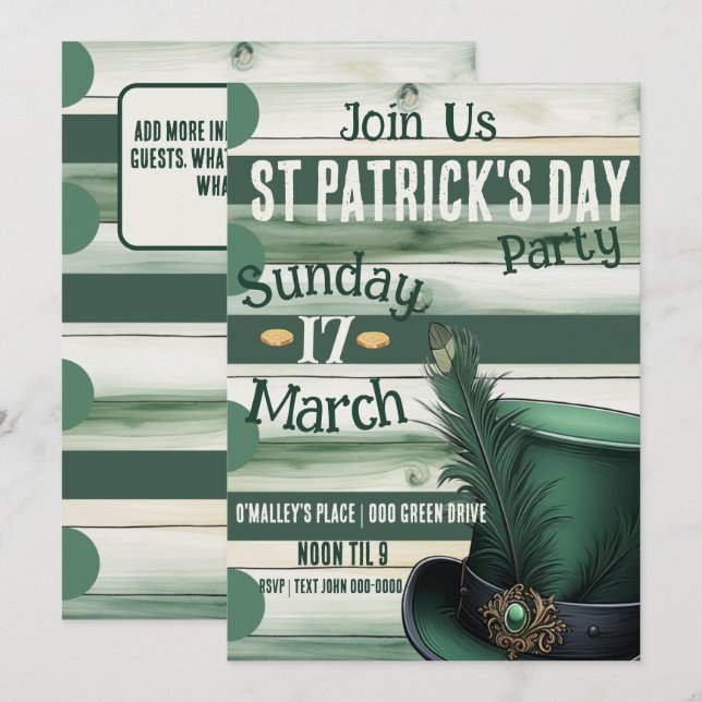 Invitation Sainte et Bonne fête de la Saint Patrick (Devant / Derrière)