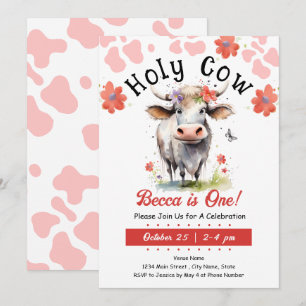 Invitation Sainte vache 1er anniversaire fille