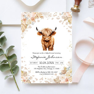 Invitation Sainte Vache Fleur Rose Cowgirl Baby Shower