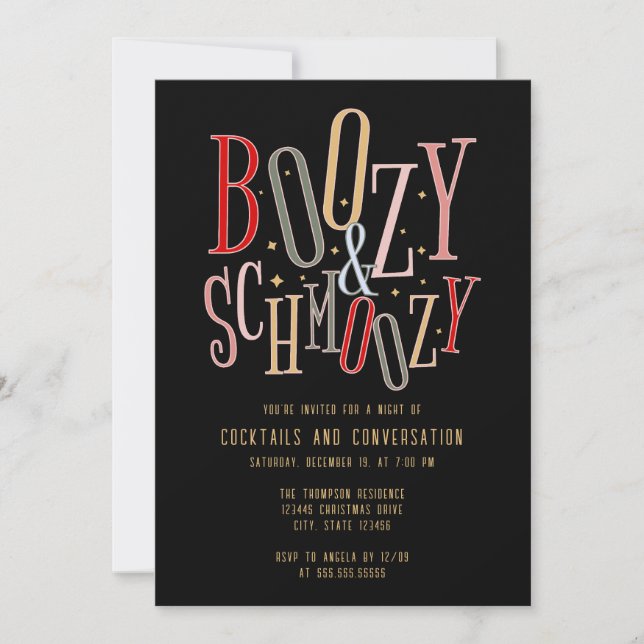 Invitation Saison de Noël Noël Boozy Cocktail Party (Devant)