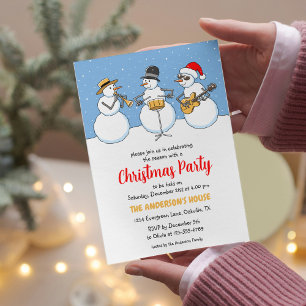 Invitation Saison Noël Fête Snowmen Jazzband
