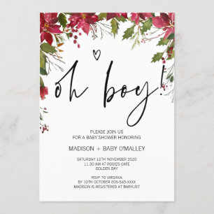 Invitation Saison Noël Oh Boy Baby shower