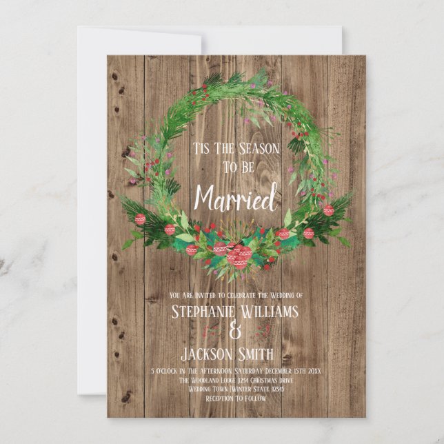 Invitation Saison Rustic Barn Wood pour être marié Mariage (Devant)