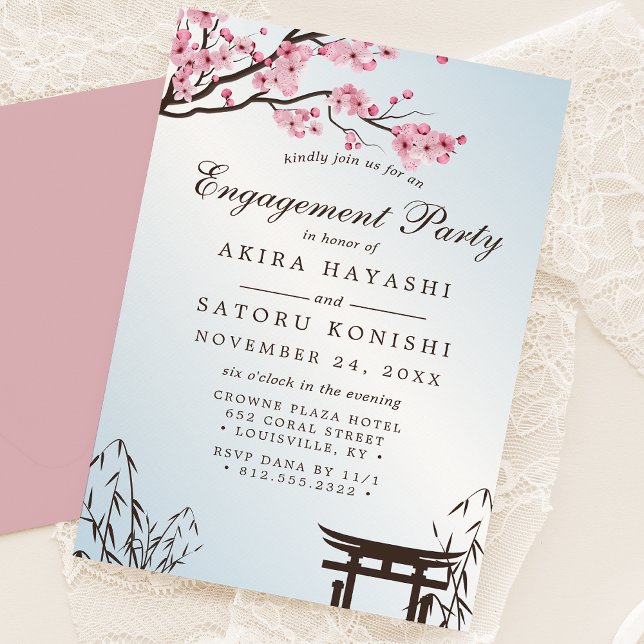 Invitation Sakura Japan Cherry Blossom Engagement Party (Créateur téléchargé)