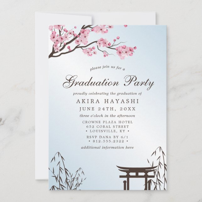 Invitation Sakura Parti de Graduation de la Fleur de Cerisier (Devant)