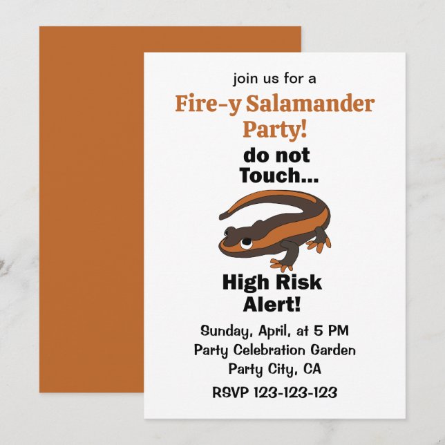 Invitation Salamandre de feu Ne pas toucher Alerte à haut ris (Devant / Derrière)
