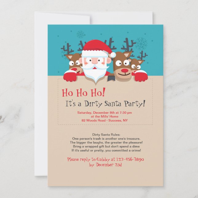 Invitation sale de partie de Père Noël (Devant)