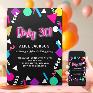 Invitation Sale fêté 30 ans en noir et rétro