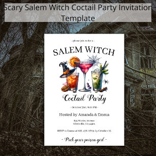 Invitation Salem Sorcière Scary Coctail Party Halloween