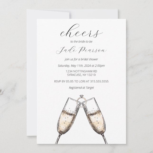 Invitation Salers Champagne Elegant Classy Fête des mariées (Devant)