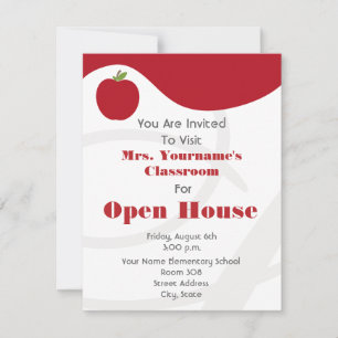 Invitation Salle de classe / École ouverte - Pomme rouge