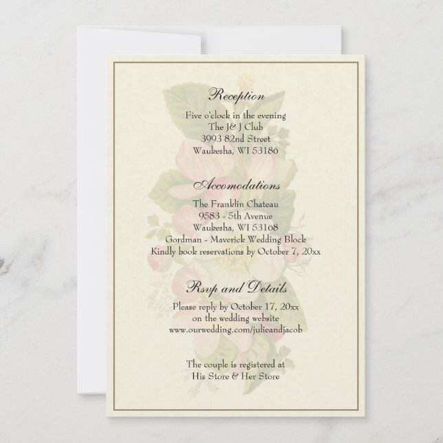 Invitation Salle De Réception De Mariage Classique Simple Et  (Devant)