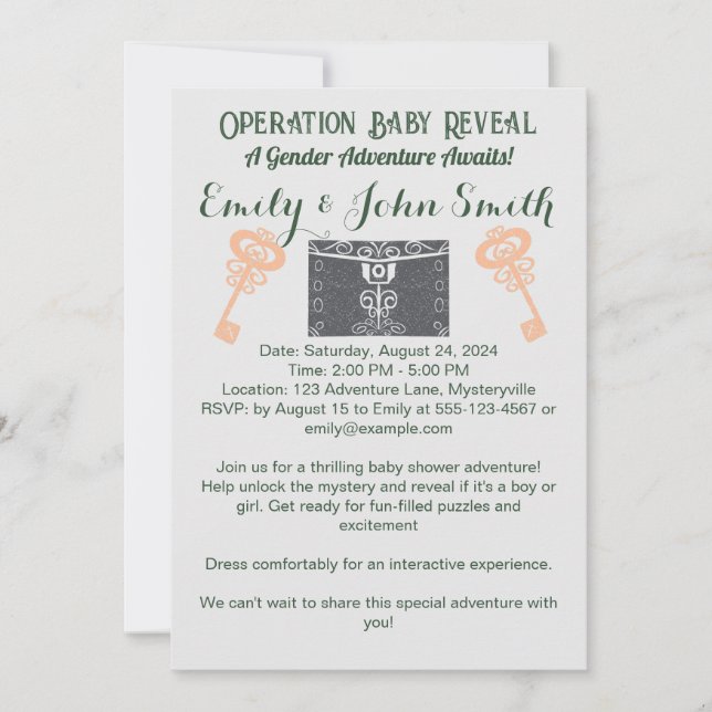 Invitation Salle d'évasion Baby shower de révélation de genre (Devant)