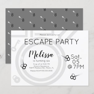 Invitation Salle d'évasion moderne Anniversaire Fête Grey Inv