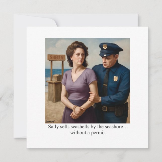 Invitation Sally sells seashells by the seashore (Devant)