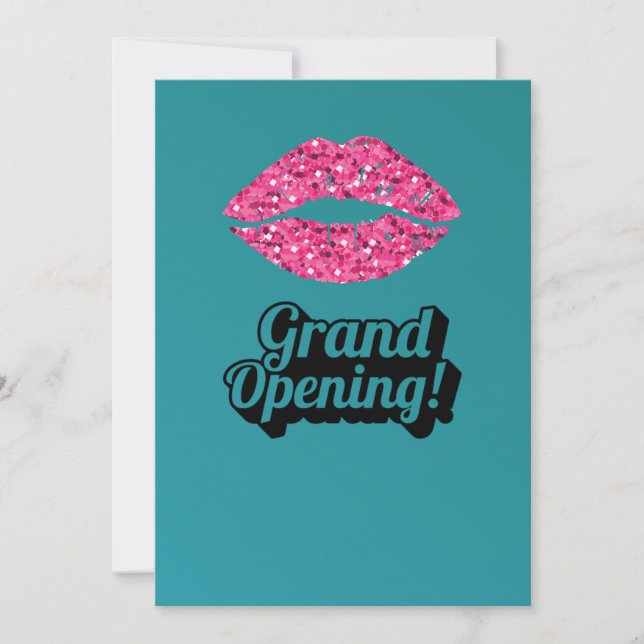 Invitation Salon de beauté turquoise Green Lips Grand Ouvertu (Devant)