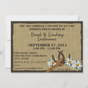 Invitation Salons et fer à cheval Réception de mariage barbec