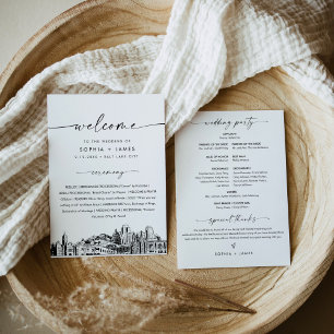 Invitation Salt Lake City Skyline Wedding Program 5x7 Card