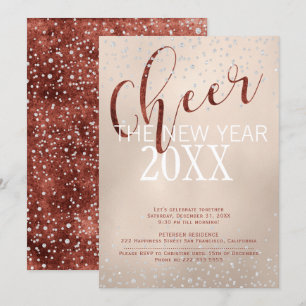 Invitation Saluez le New Year Gold Foil Diamonds Party
