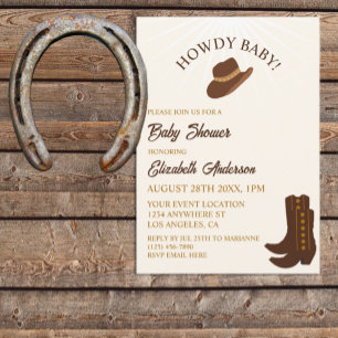 Invitation Salut Bébé ! Shower de bébé western Cowboy