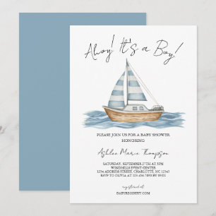 Invitation Salut C'est Un Garçon Baby Shower Marin
