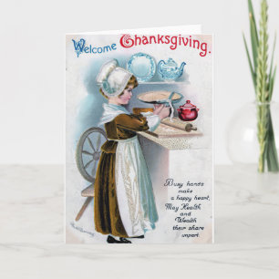 Invitation Salutation de Thanksgiving vintage avec Pilgrim Gi