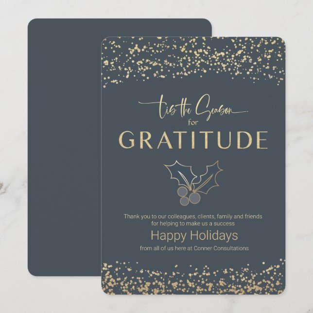 Invitation Salutation moderne Blue Gold Business (Devant / Derrière)