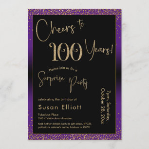 Invitation Salutations à 100 ans Surprise Anniversaire fête v