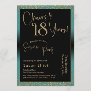 Invitation Salutations à 18 ans Surprise Anniversaire, Turquo
