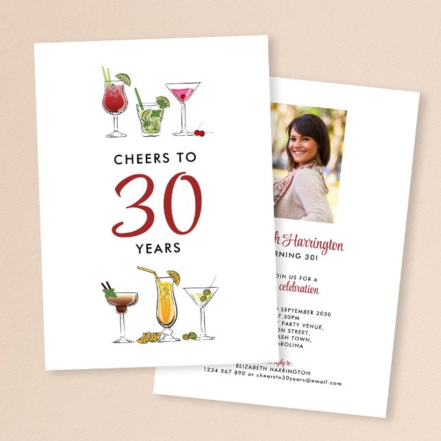 Invitation Salutations À 30 Ans Cocktail Boissons Anniversair (Créateur téléchargé)
