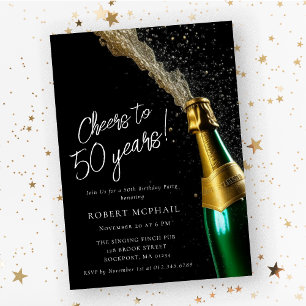 Invitation Salutations à 50 ans Bouteille de Champagne Annive