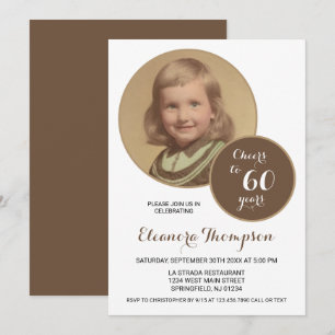 Invitation Salutations à 60 ans Photo Sepia