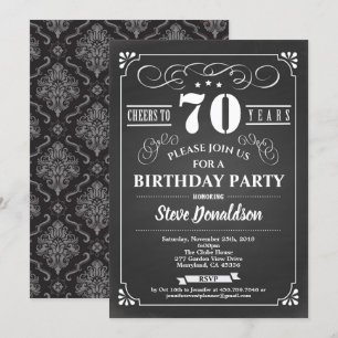 Invitation Salutations à 70 ans 70e anniversaire tableau de b