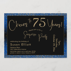 Invitation Salutations à 75 ans Surprise Anniversaire Or & Bl