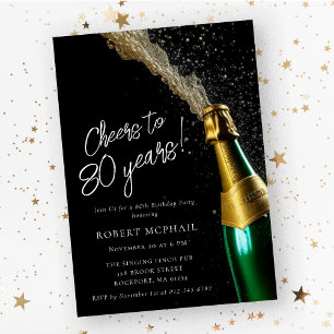 Invitation Salutations à 80 ans Bouteille de Champagne Annive
