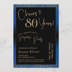 Invitation Salutations à 80 ans Surprise Anniversaire Bleu