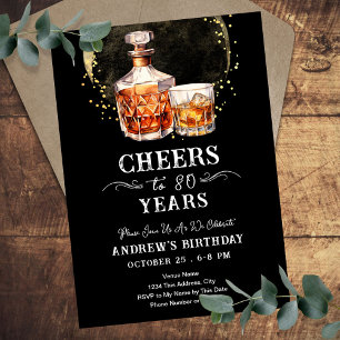 Invitation Salutations à 80 ans Whiskey Adulte Anniversaire
