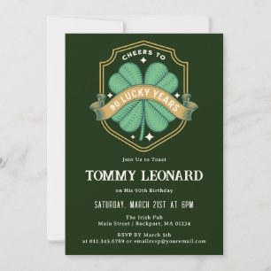 Invitation Salutations à 90 Anniversaire Shamrock chanceux