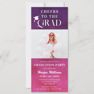 Invitation Salutations À La Mode Grad Photo Moderne Rose viol