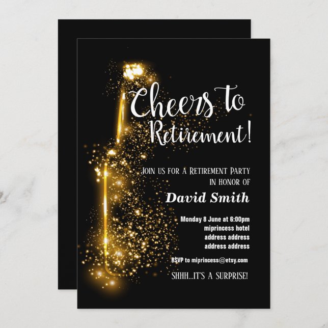 Invitation Salutations à la retraite, retraité, vin, parties  (Devant / Derrière)