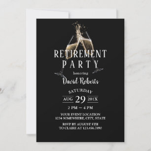 Invitation Salutations À La Retraite Toast Champagne Élégant 