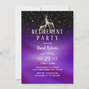 Invitation Salutations À La Retraite Toast Champagne Moderne 