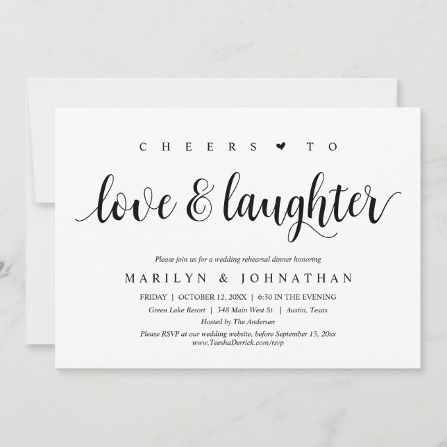 Invitation Salutations à l'amour et au rire, Fête de répétiti (Devant)