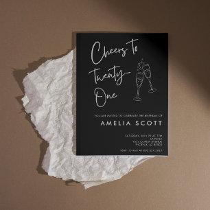 Invitation Salutations à vingt et un Black Silver 21e anniver