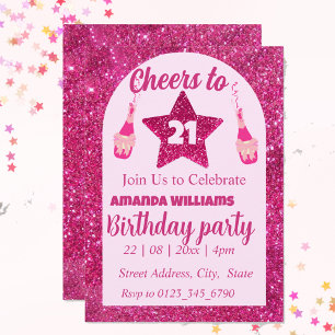 Invitation Salutations au 21e anniversaire parties scintillan