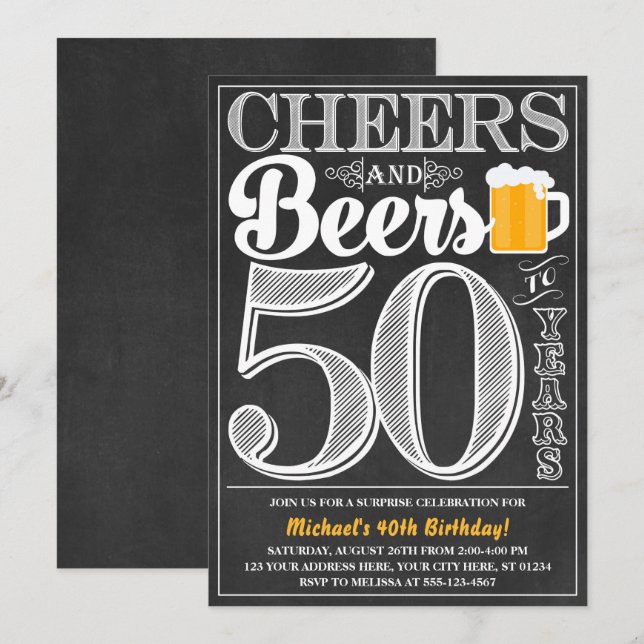 Invitation Salutations et bières à 50 ans Anniversaire Invita (Devant / Derrière)