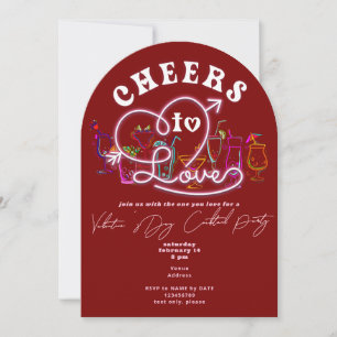 Invitation Salutations pour l'amour Red Retro Cocktail Valent