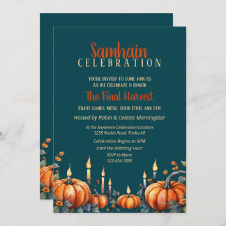 Invitation Samhain Party Automne Citrouilles et bougies Invit