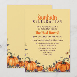Invitation Samhain Party Automne Citrouilles et Feuilles Invi